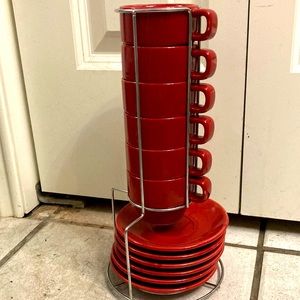 Red espresso cup set